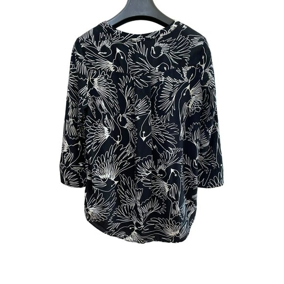 Maeve Women Black/White 3/4 Sleeve V-Neck Inside Button Front Blouse Top Size 2 - Picture 8 of 8